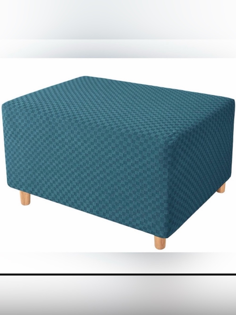 H Versailtex Square Jacquard Rectangle Ottoman Cover Peacock Blue Slipcover NWT